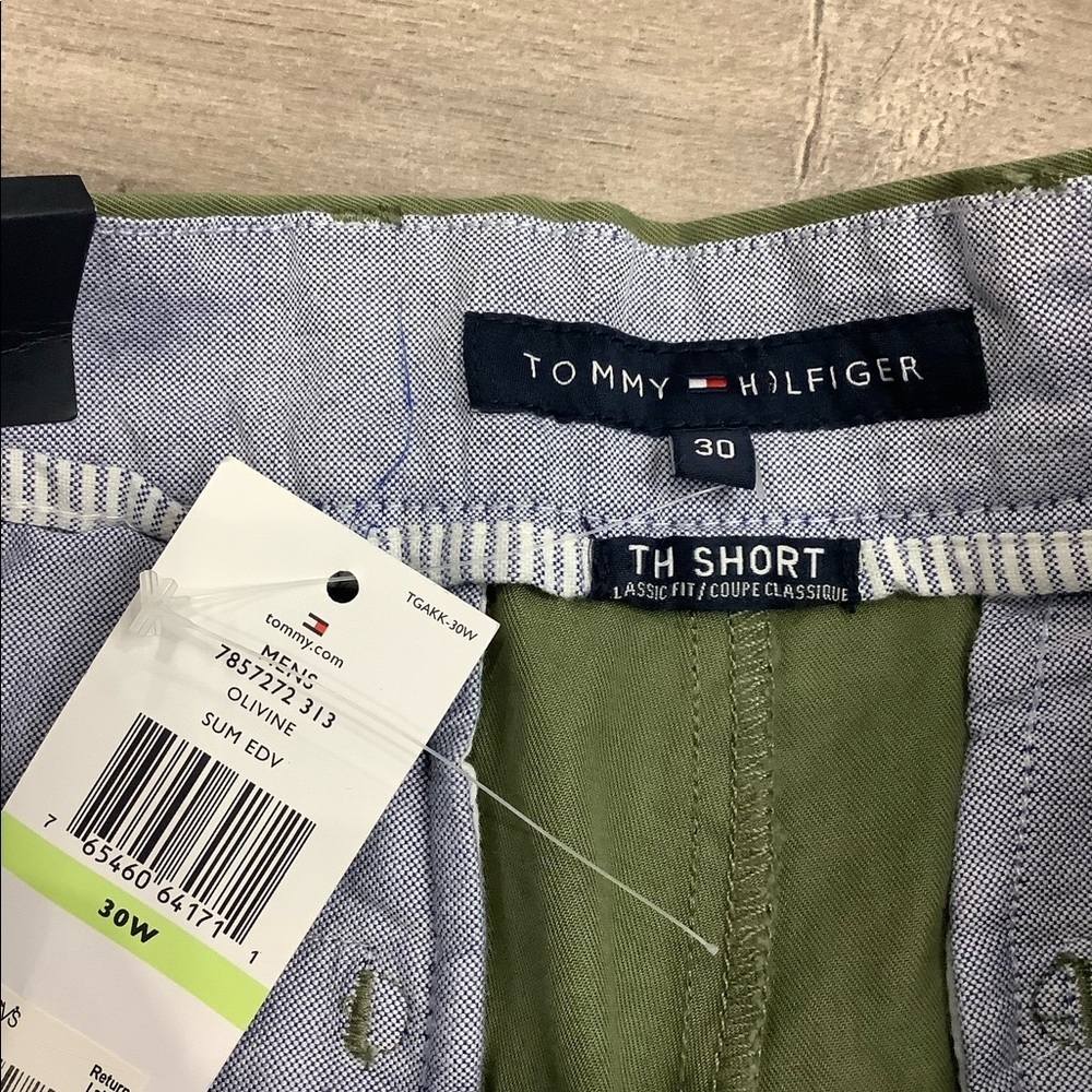 Men's Tommy Hilfiger 30 Small Khakis Chino Shorts Olive Green Stretch Twill NWT - Picture 6 of 10